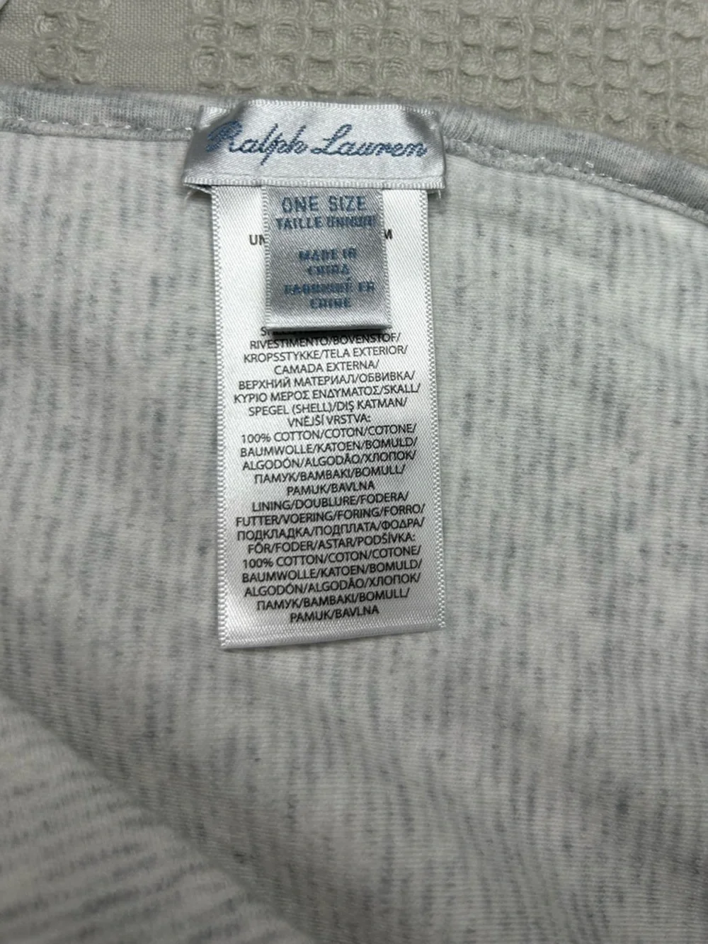 Ralph Lauren Heather Gray & White Baby Blanket with Teddy Print